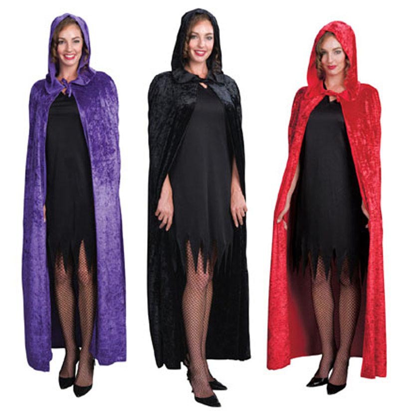 B048-4Halloween cape costume party performance clothing dense velvet cloak witch